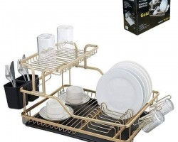 مشك صحون DUX المنيوم طبقتين ذهبي مع حمالة كاسات مشك صحون DUX المنيوم طبقتين ذهبي مع حمالة كاسات